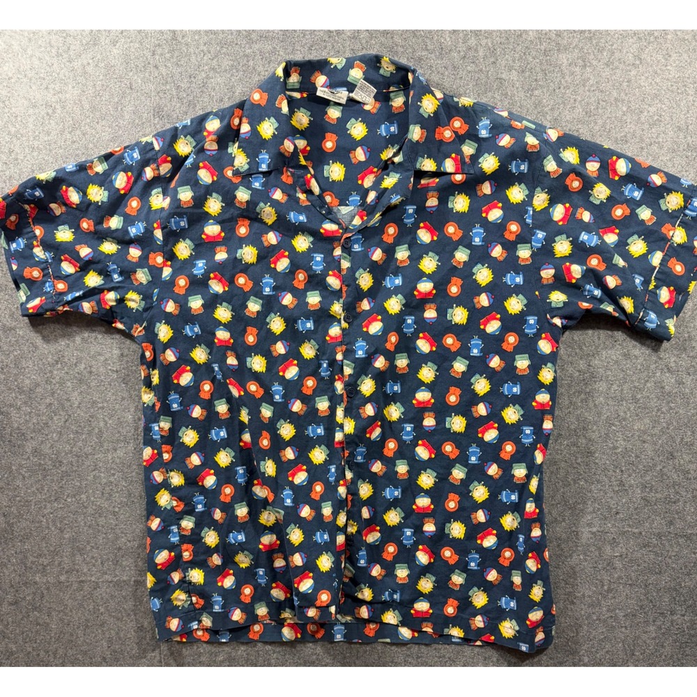 Vintage 2002 South Park Comedy Central Shirt Large Navy All Over Print Cotton